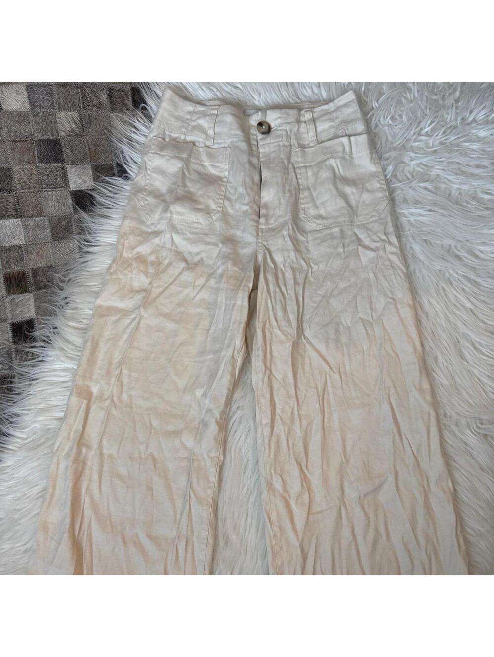 Anthropologie Maeve The Colette Linen Full Length Wide Leg Pants size 25 - Picture 2 of 7